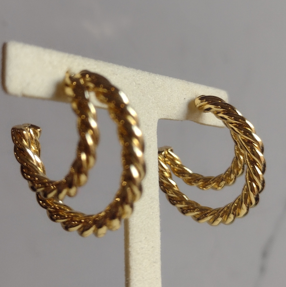 RENDOR | Victoria Double Gold Hoop Earrings 14KGP $95